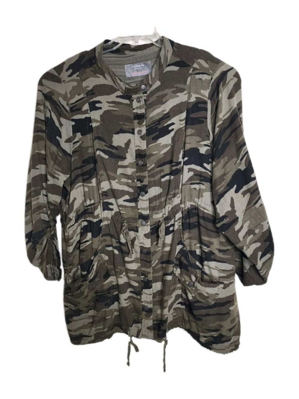 Torrid Camo Utility Anorak Jacket Sz 4 Green Military Twill Cotton Lightweight - Picture 1 of 8